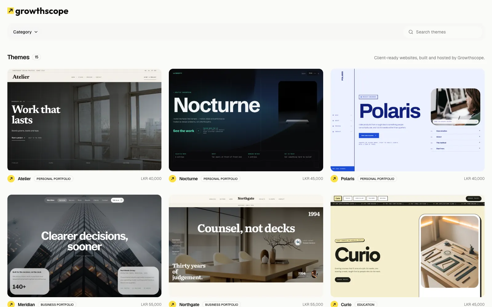 GrowthScope Themes — live site