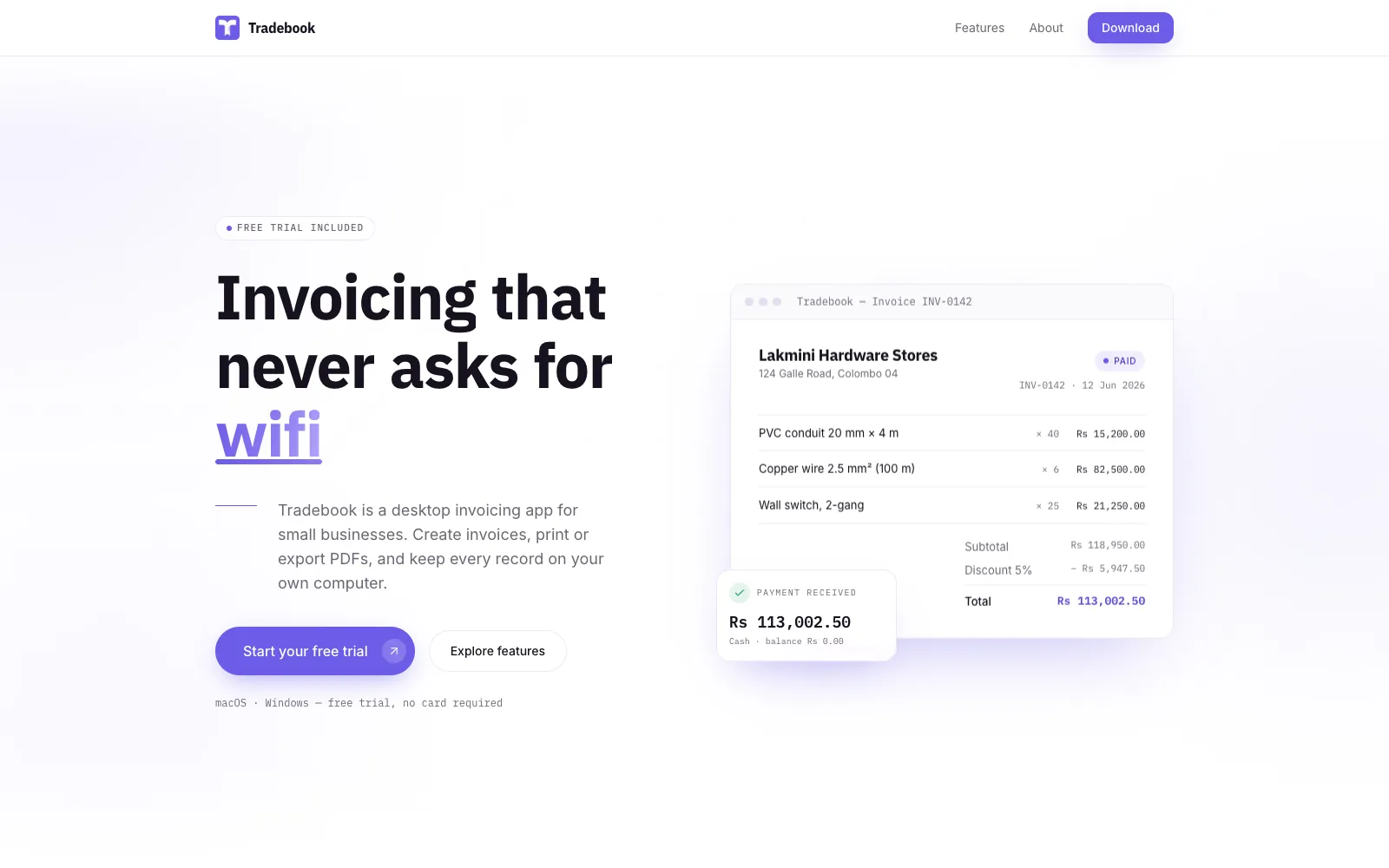 Tradebook — live site